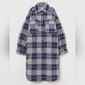 Like New H&M Plaid Wool Blend Oversized Shacket